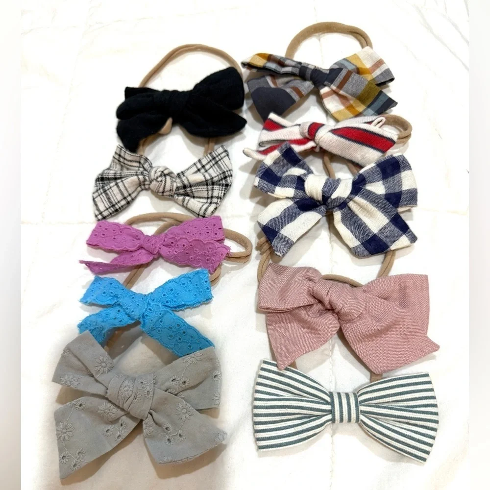Colorful Bow Headband Set for Kids set of 10